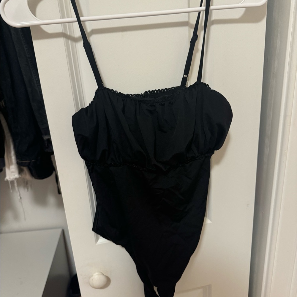 Princess Polly Black Lace-Trim Bodysuit